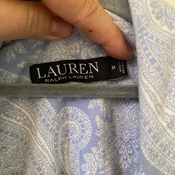 LAUREN RALPH LAUREN BLACK LABEL BLUE WHITE PAISLEY NIGHTGOWN MONOGRAM COTTON - Picture 2 of 5